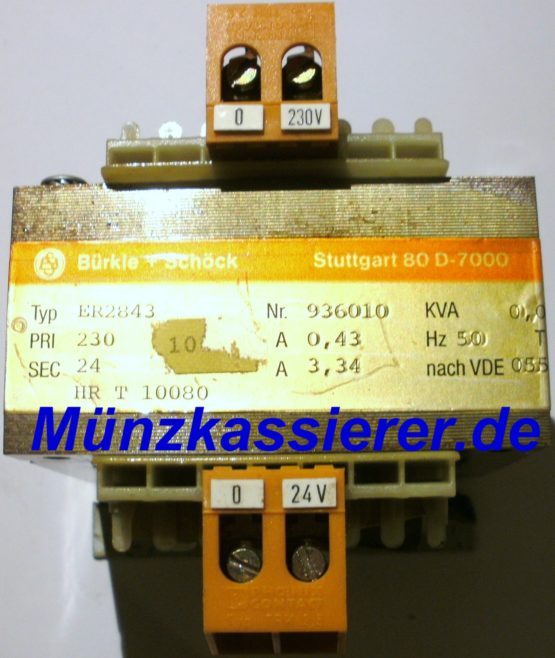 Münzkassierer.de TRAFO Transformator Netzteil 230VAC 24VAC 80VA Kleinspannung