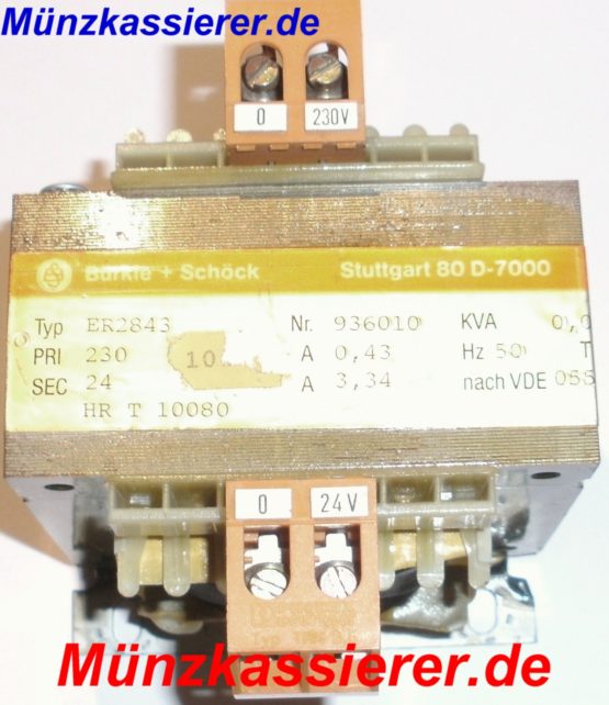 Münzkassierer.de TRAFO Transformator Netzteil 230VAC 24VAC 80VA Kleinspannung